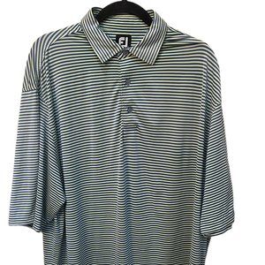 Men's FootJoy FJ Golf‎ Performance Polo Shirt Green/Blue Stripe Size XL